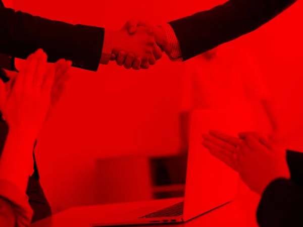 Business Partner Shake Hands Meetinig Nel Moderno Edificio Uffici — Foto Stock