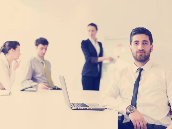 Portrait Young Modern Arab Business Man Beard Office Group Business — Stock Photo, Image