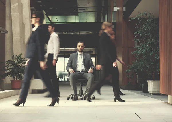 Business Man Sitting Office Chair People Group Passing Concept Time — Stock fotografie