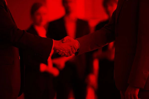 Affärspartners Partnerskap Koncept Med Två Affärsman Handslag — Stockfoto
