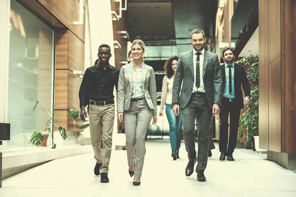 Young Multi Ethnic Business People Group Walking Standing Top View — Stock Photo, Image