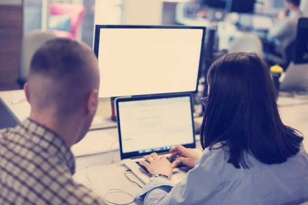 Software Developer Writing Programming Code Laptop Computer — Stock Photo, Image