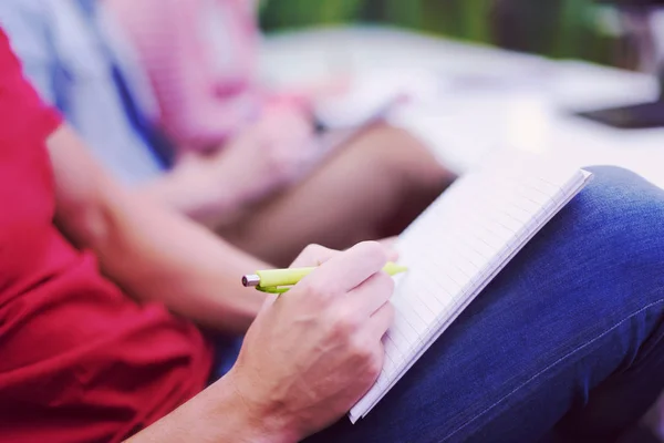 Male Student Taking Notes Classroom Business Education Concept Casual Young — Stock Photo, Image