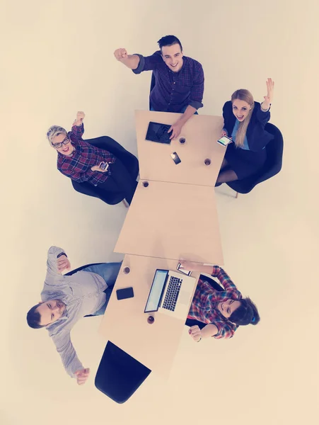 Shora Pohled Multi Etnické Startup Business Lidé Skupiny Brainstorming Setkání — Stock fotografie