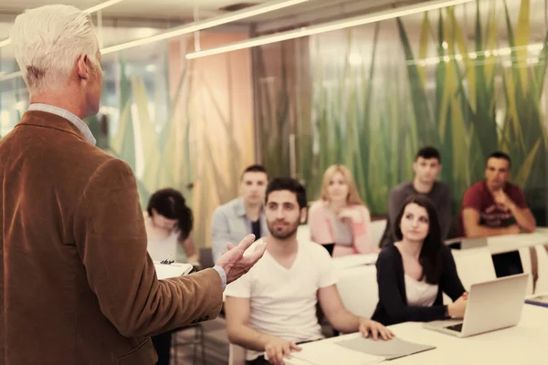 Group Students Study Professor Modern School Classroom — Stock Photo, Image