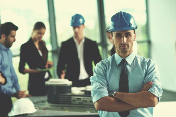 Business People Group Meeting Presentation Bright Modern Office Construction Engineer — Stock Photo, Image