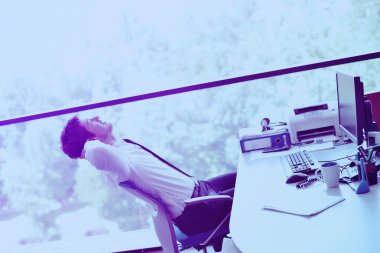 mutlu genç iş adamı ofisi