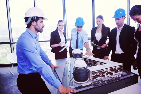 Business People Group Meeting Presentation Bright Modern Office Construction Engineer — Stock Photo, Image