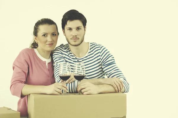 Feliz Jovem Casal Movendo Nova Casa — Fotografia de Stock