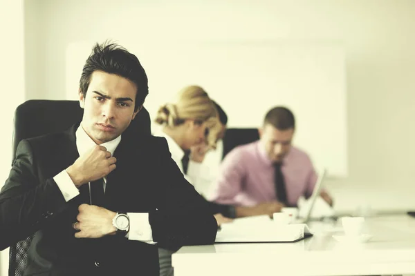 Confident Young Business Man Attending Meeting His Colleagues — Stock Photo, Image
