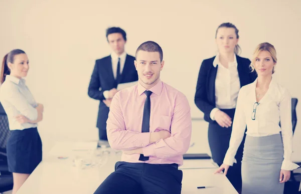 Confident Young Business Man Attending Meeting His Colleagues — Stock Photo, Image