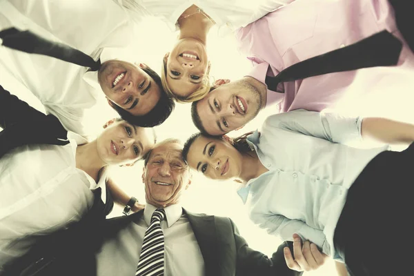 Closeup Happy Business People Heads Together Representing Concept Ftiendship Teamwork — Stock Photo, Image