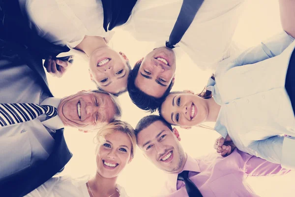 Closeup Happy Business People Heads Together Representing Concept Ftiendship Teamwork — Stock Photo, Image