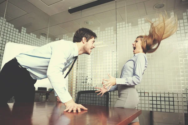 Angry Business Man Screaming Employee Office — Stock Photo, Image