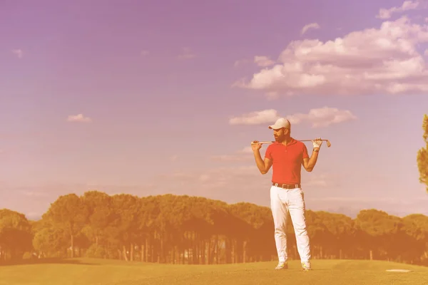 Golf Spelare Att Slå Skott Kurs Vacker Solig Dag — Stockfoto