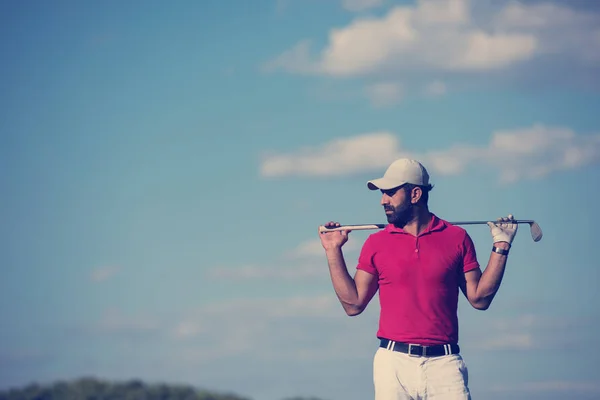 Golfspeler Schot Koers Raken Mooie Zonnige Dag — Stockfoto