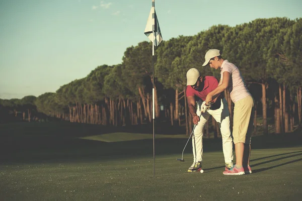 Mužské Golfové Instruktory Pro Ženské Golfové Hráče Golfovém Hřišti — Stock fotografie