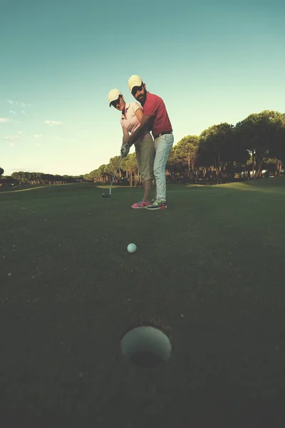 Mužské Golfové Instruktory Pro Ženské Golfové Hráče Golfovém Hřišti — Stock fotografie