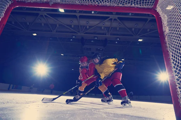 Buz Hokeyi Sporcuları Başında Müsabakası Konkeyi Eğitimdeki Genç Kızlar — Stok fotoğraf