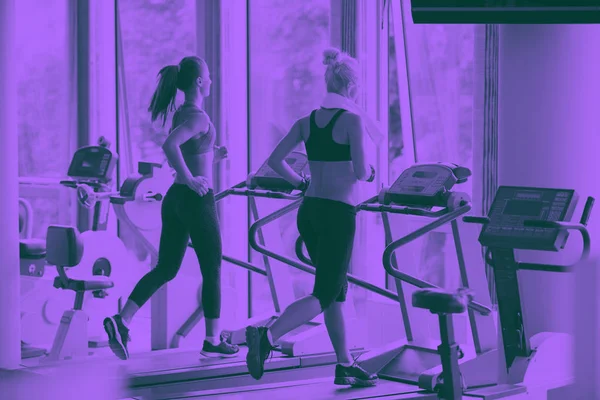 Sport Fitness Lifestyle Technologie Mensen Concept Lachende Vrouw Die Traint — Stockfoto