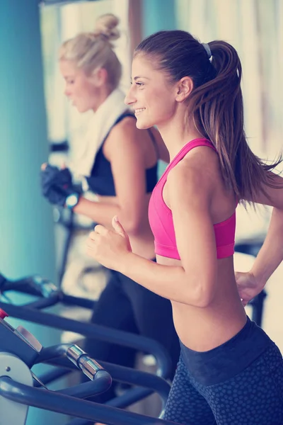 Sport Fitness Lifestyle Technologie Mensen Concept Lachende Vrouw Die Traint — Stockfoto