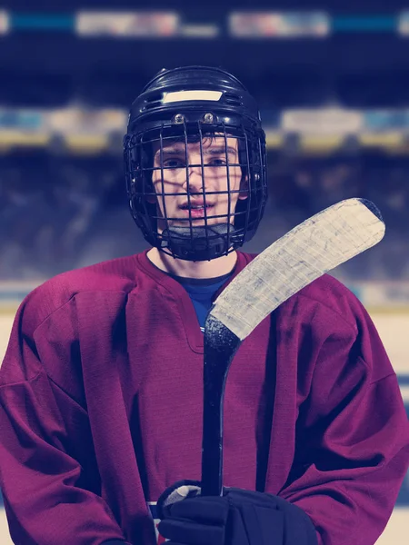 Joven Jugador Hockey Sobre Hielo Retrato Partido — Foto de Stock