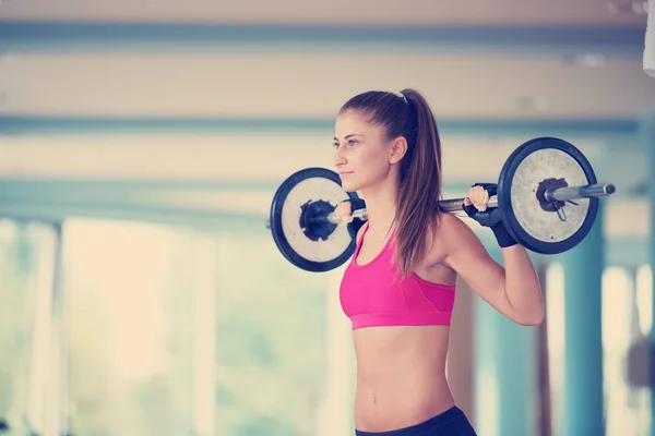 Healthy Fit Young Woman Fitness Gym Lifting Weights Working Her — Stock Photo, Image