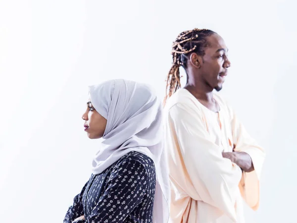Portrét mladých afrických muslimských párů — Stock fotografie