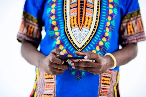 Afrikaner am Telefon — Stockfoto