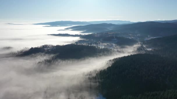 空中俯瞰 飞越云雾空气污染的概念 — 图库视频影像