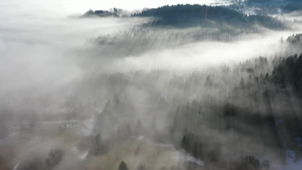 Légi Felülnézet Repülő Ködfelhők Felett Levegőszennyezés Koncepciója — Stock videók