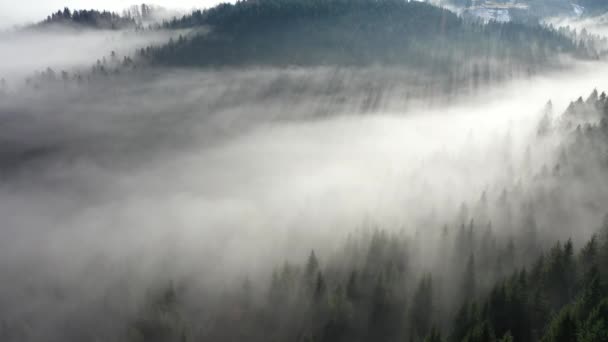Légi Felülnézet Repülő Ködfelhők Felett Levegőszennyezés Koncepciója — Stock videók