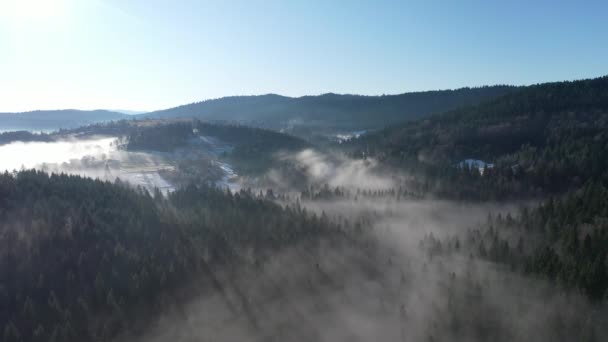 Aerial Top View Flying Fog Clouds Air Pollution Concept — Stock Video