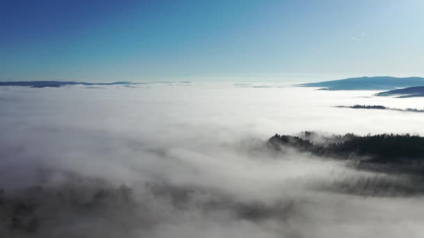 Vista Aerea Dall Alto Volare Sopra Nuvole Nebbia Concetto Inquinamento — Video Stock