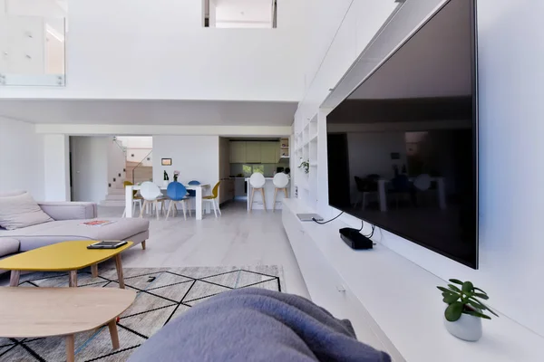 Interior Lujoso Moderno Diseño Espacio Abierto Apartamento Dos Niveles Con — Foto de Stock