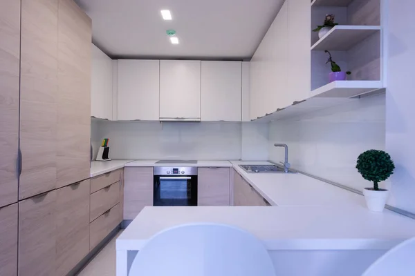 Belle Cuisine Moderne Propre Dans Une Nouvelle Maison Luxe Avec — Photo