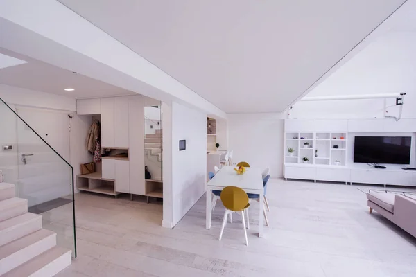 Interior Lujoso Moderno Diseño Espacio Abierto Apartamento Dos Niveles Con — Foto de Stock