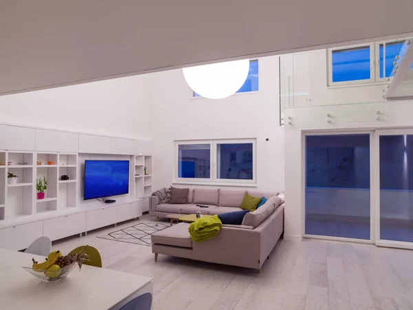 Intérieur Élégant Appartement Luxe Moderne Aire Ouverte Deux Niveaux Avec — Photo