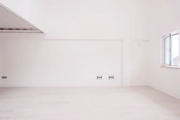 Belső Tér Üres Elegáns Modern Nyitott Tér Kétszintes Apartman Fehér — Stock Fotó