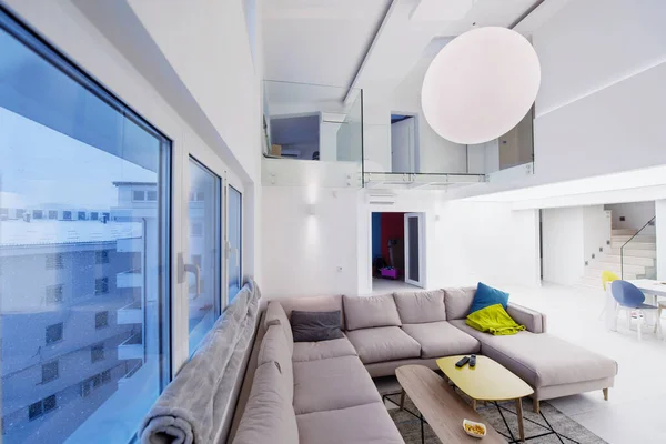 Interior Lujoso Moderno Diseño Espacio Abierto Apartamento Dos Niveles Con — Foto de Stock