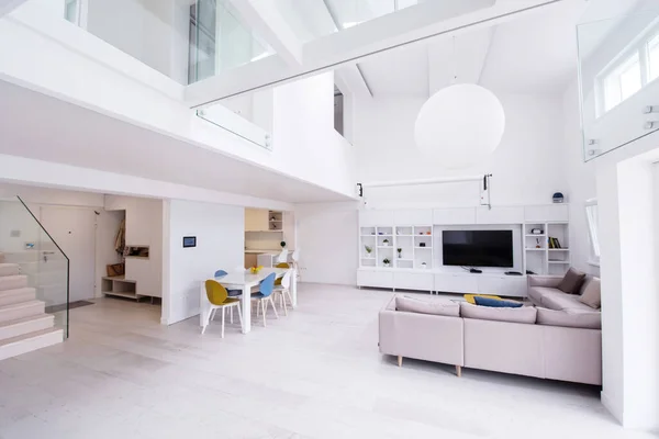 Interior Luxury Stylish Modern Open Space Design Two Level Apartment — Stock Photo, Image