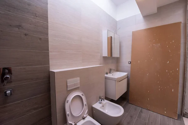 Trabajo Progreso Lujo Elegante Inacabado Cuarto Baño Interior Con Inodoro — Foto de Stock