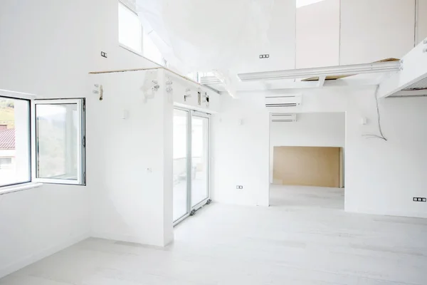 Intérieur Vide Élégant Appartement Moderne Aire Ouverte Deux Niveaux Avec — Photo