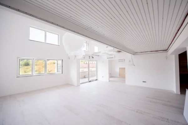 Intérieur Vide Élégant Appartement Moderne Aire Ouverte Deux Niveaux Avec — Photo