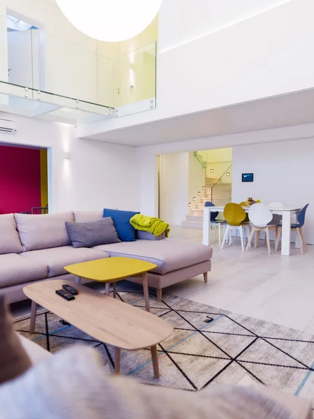 Interno Lusso Elegante Moderno Open Space Design Appartamento Due Livelli — Foto Stock