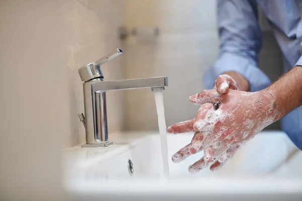 Infecção Por Coronavírus Prevenção Propagação Mãos Lavagem Adequadas Com Sabão — Fotografia de Stock