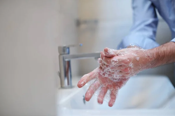 Infecção Por Coronavírus Prevenção Propagação Mãos Lavagem Adequadas Com Sabão — Fotografia de Stock