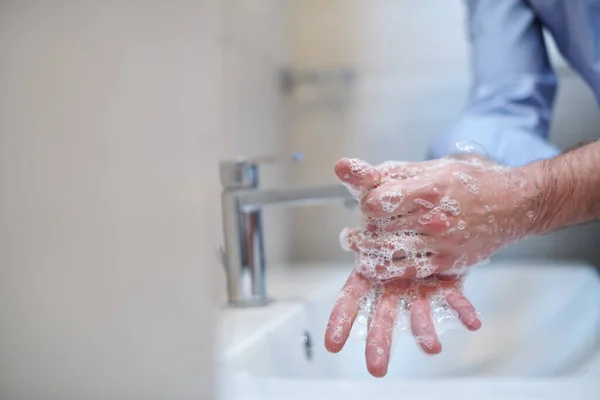 Coronavirus Infection Spreading Prevention Proper Washing Hands Liquid Soap Hygiene — Stock Photo, Image