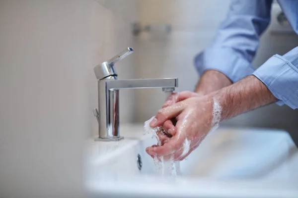 Coronavirus Infection Spreading Prevention Proper Washing Hands Liquid Soap Hygiene — Stock Photo, Image