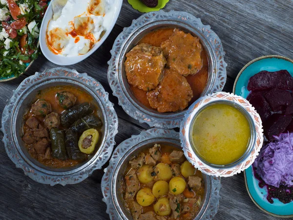 Aïd Moubarak Dîner Traditionnel Ramadan Iftar Assortiment Plats Savoureux Dans — Photo